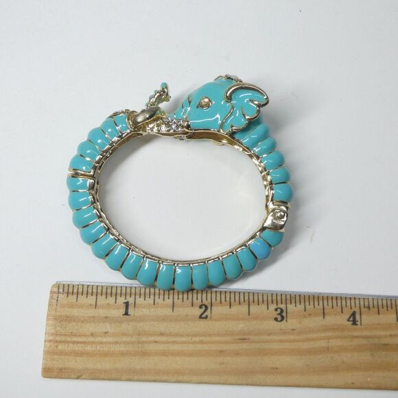 Kenneth Lane Blue Enamel Elephant Hinged Bangle Bracelet Vintage - Picture 13 of 14